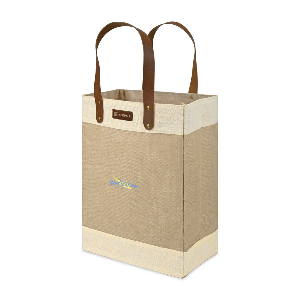 Out of the Woods Tall Jute Tote with Cream Bands Transfer - Natural - View 2