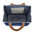 Out of the Woods Tall Jute Tote with Cream Bands Transfer - Navy Blue - View 2