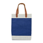 Out of the Woods Tall Jute Tote with Cream Bands Transfer - Navy Blue - View 3