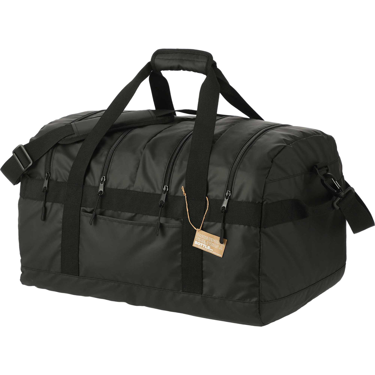 Outdoor Duffel Bag with Four Compartments, 60L Embroidery - Black - Left Angle 2