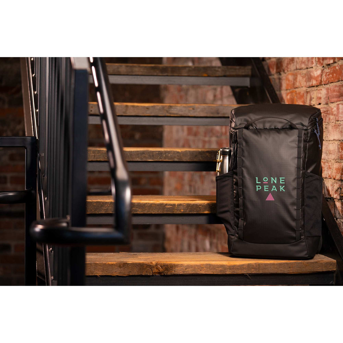 Outdoor Recycled Laptop Pack with Accessory Pouch, 15 Inch Embroidery - Black - Front 2