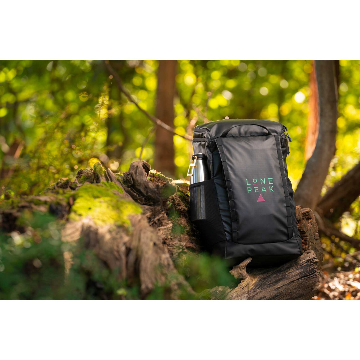 Outdoor Recycled Laptop Pack with Accessory Pouch, 15 Inch Embroidery - Black - Front