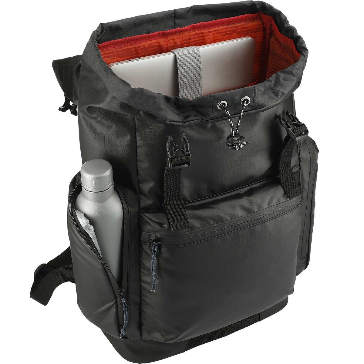 Outdoor Recycled Rucksack with Cinch Top - Black - Right Angle 4