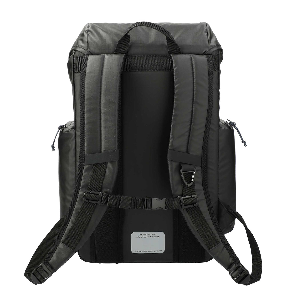 Outdoor Recycled Rucksack with Cinch Top Embroidery - Black - Back