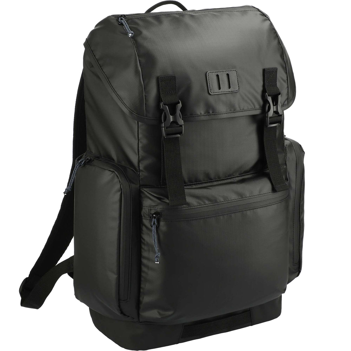 Outdoor Recycled Rucksack with Cinch Top Embroidery - Black - Right Angle 3