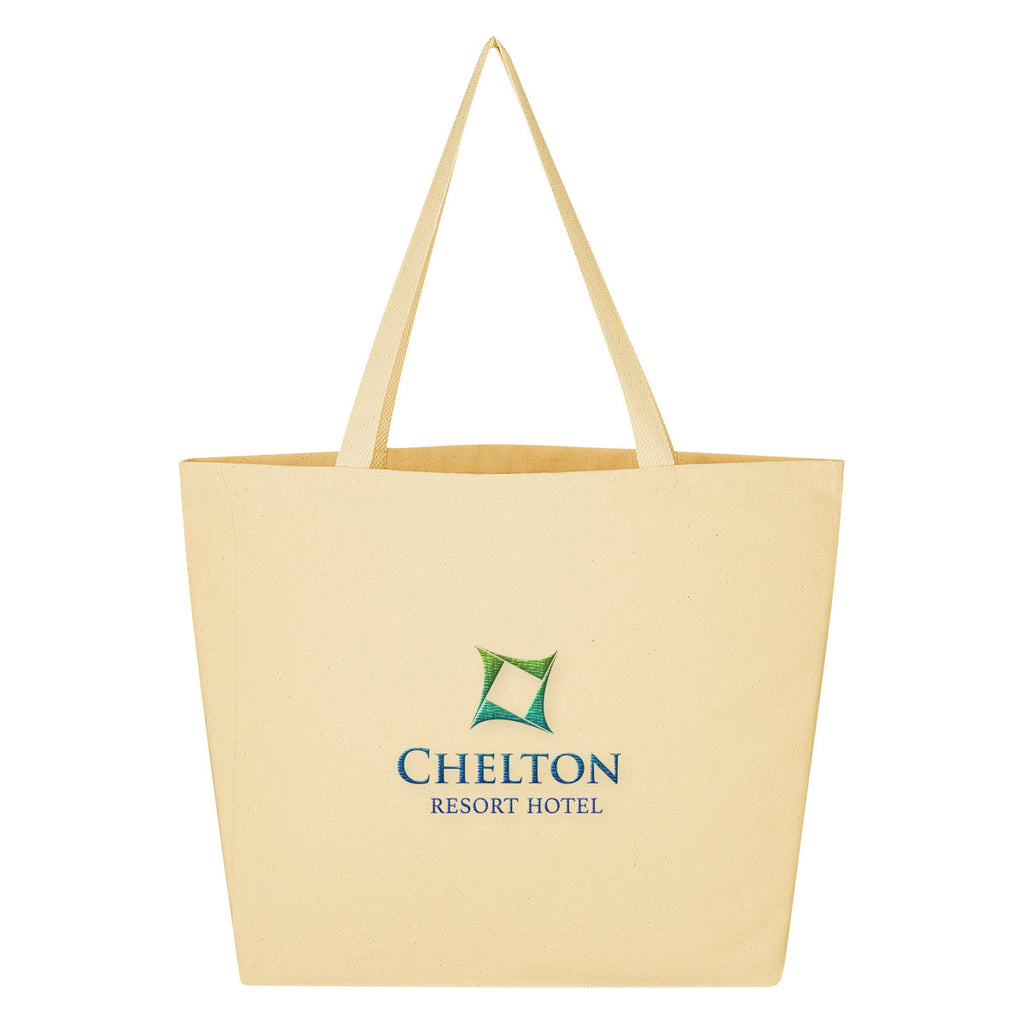 Outing Cotton Twill Tote Bag, 10 oz Embroidery - Natural - Embroidery