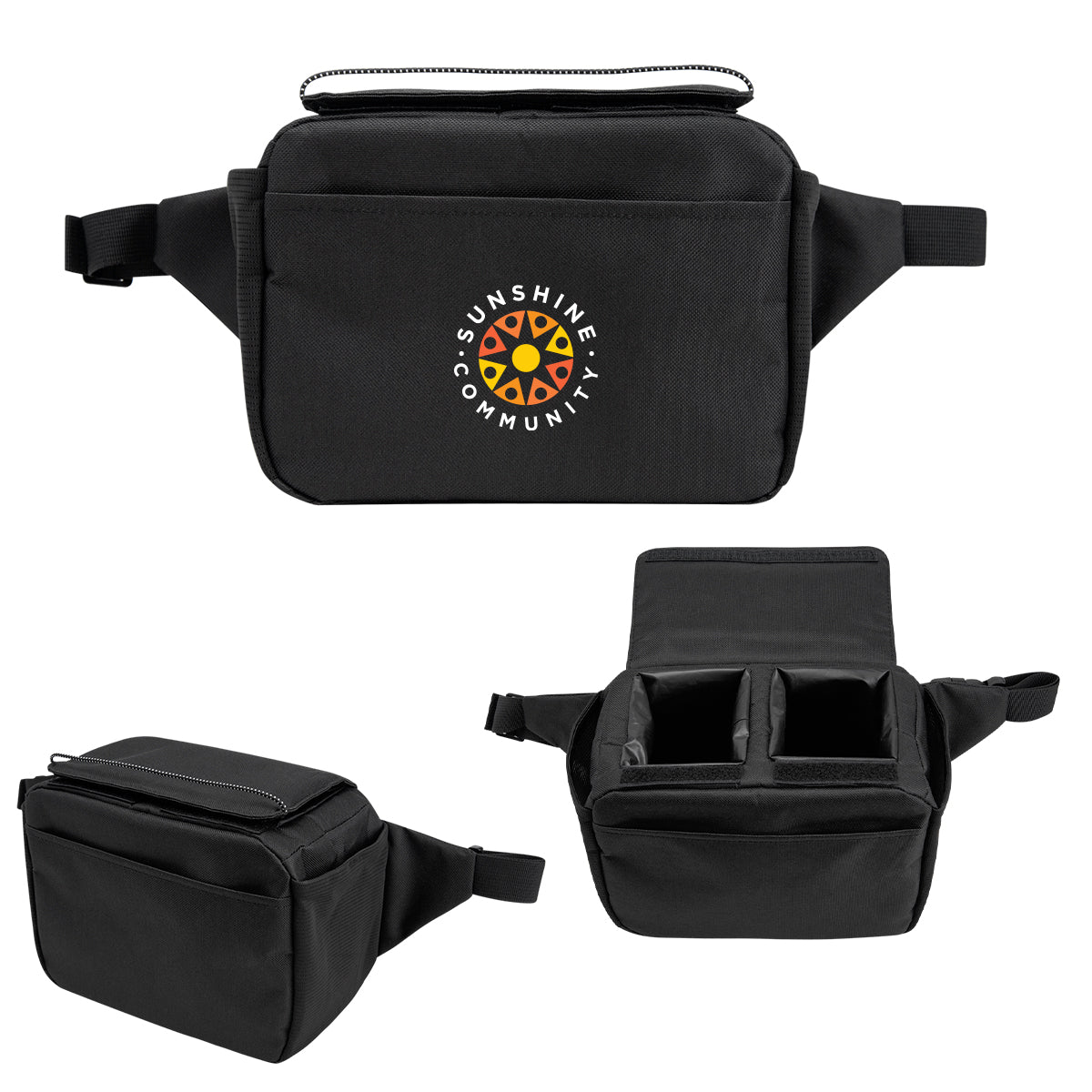Outpost Two Can Cooler Belt Bag in Recycled PET - Black - Colorbrite