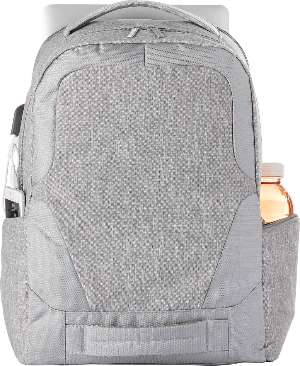 Overland TSA Laptop Backpack with USB-C Port, 17 Inch Embroidery - Gray - Front 3