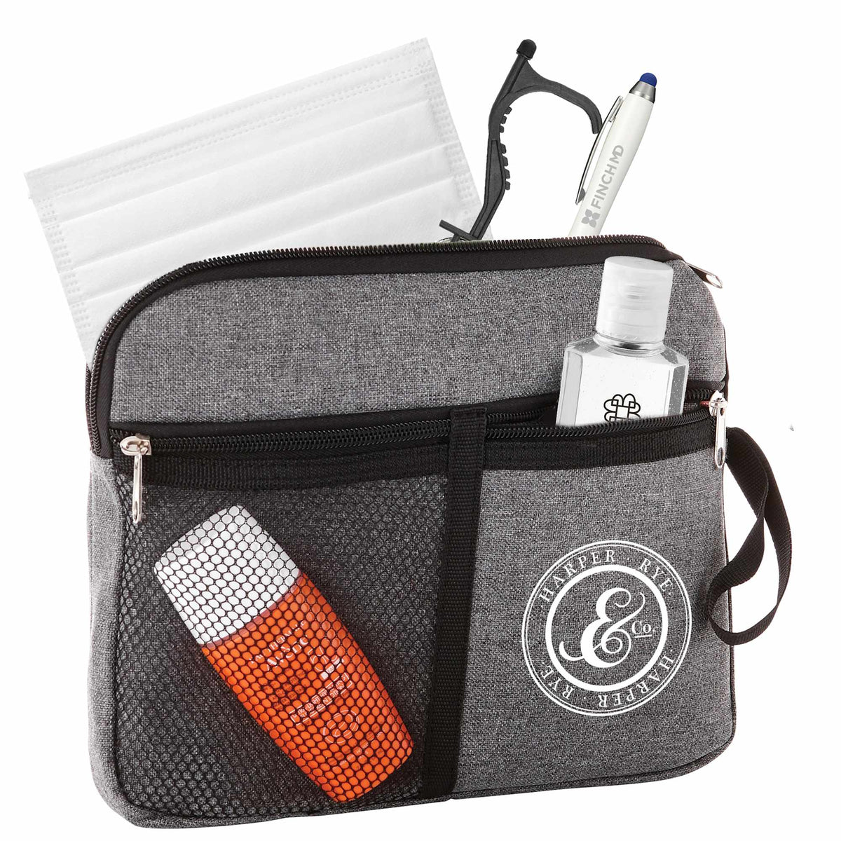 Overnight Toiletry Bag with Mesh Front Pocket - Graphite - Propped