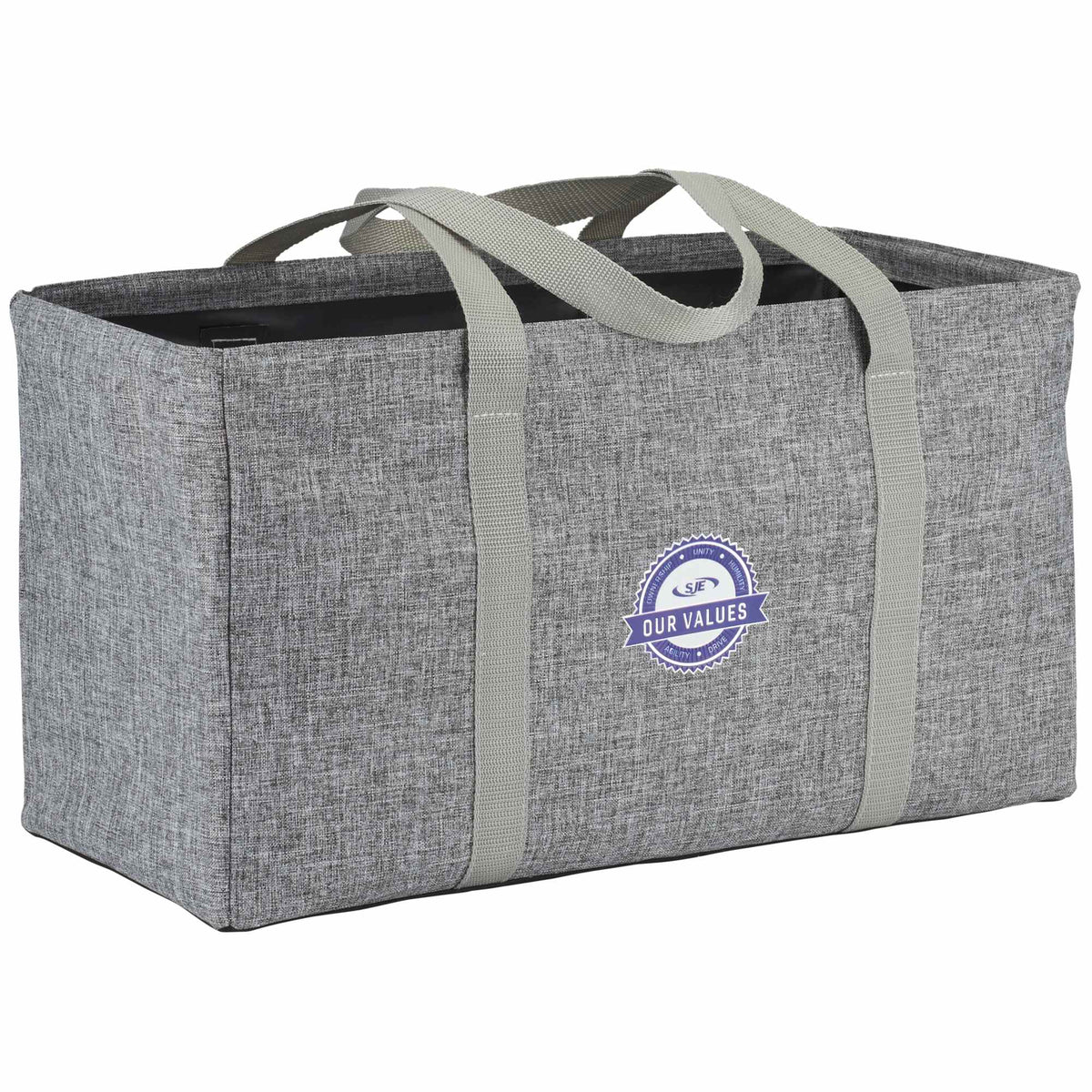 Oversized Carry-All Tote with Wire Rim Embroidery - Graphite - Front