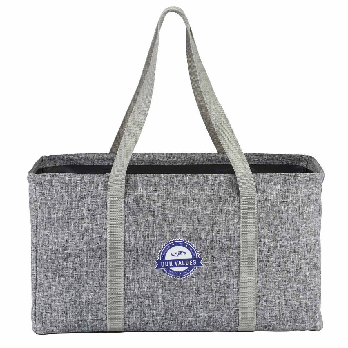Oversized Carry-All Tote with Wire Rim Transfer - Graphite - Front 3
