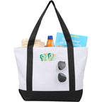 Oversized Coastal Tote in Recycled Polyester Embroidery - Black - Propped