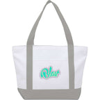 Oversized Coastal Tote in Recycled Polyester Embroidery - Gray - Front