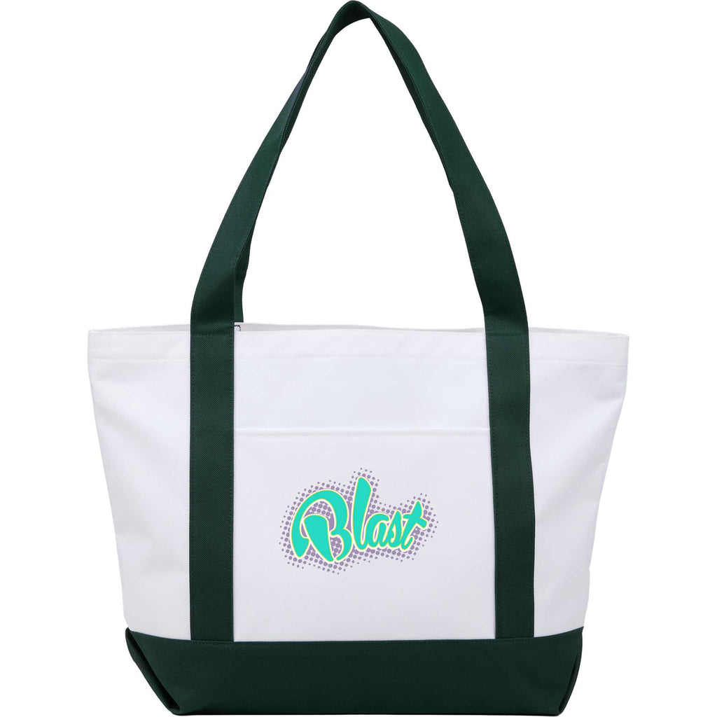 Oversized Coastal Tote in Recycled Polyester Embroidery - Green - Front