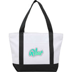 Oversized Coastal Tote in Recycled Polyester Transfer - Black - Front