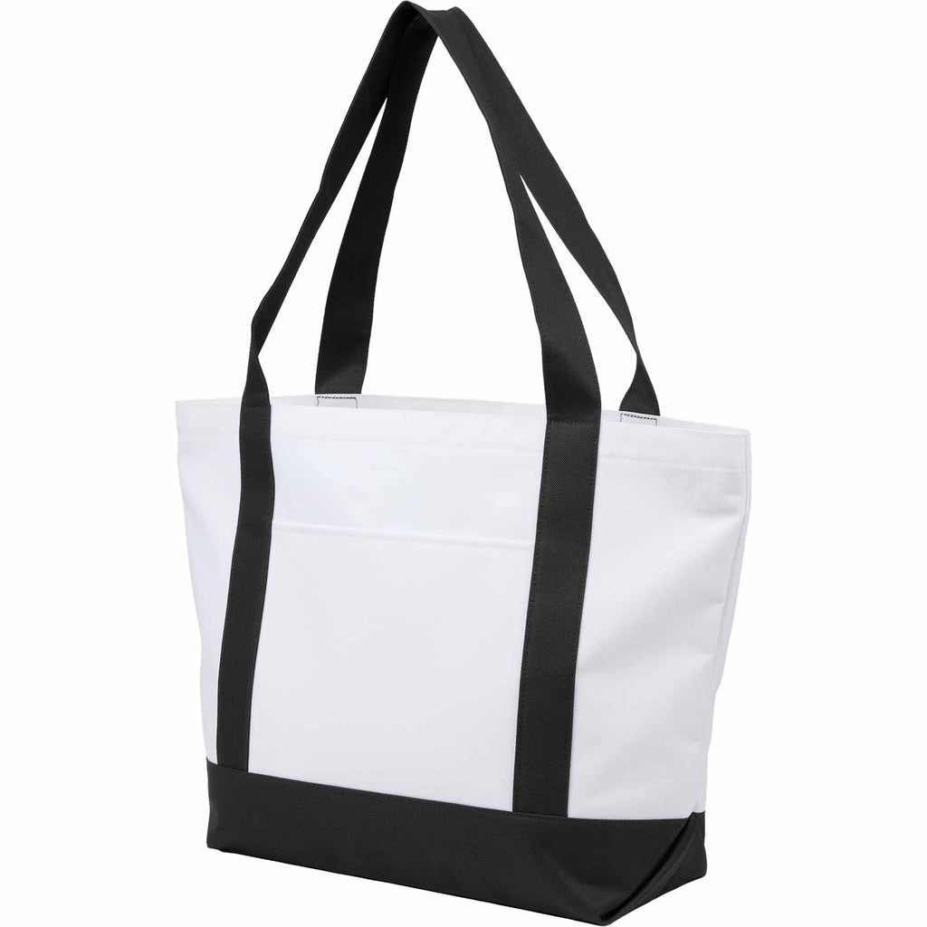 Oversized Coastal Tote in Recycled Polyester Transfer - Black - Left Angle
