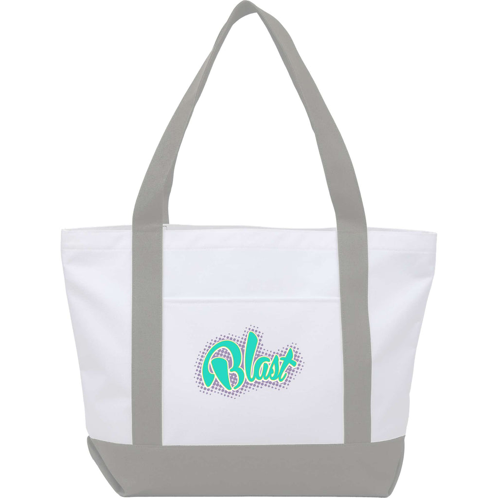 Oversized Coastal Tote in Recycled Polyester Transfer - Gray - Front