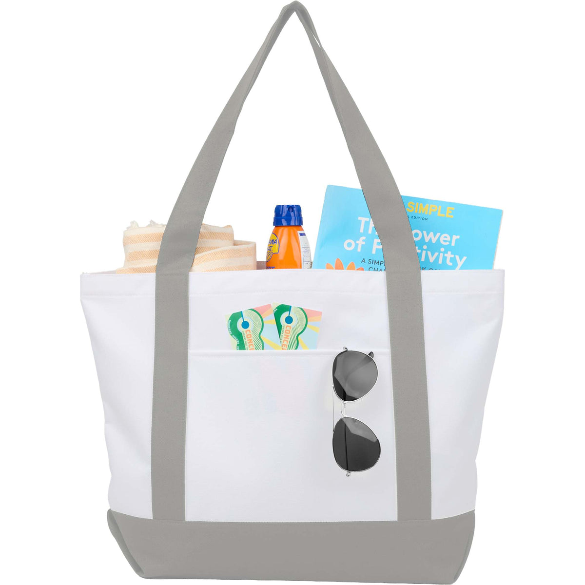 Oversized Coastal Tote in Recycled Polyester Transfer - Gray - Propped