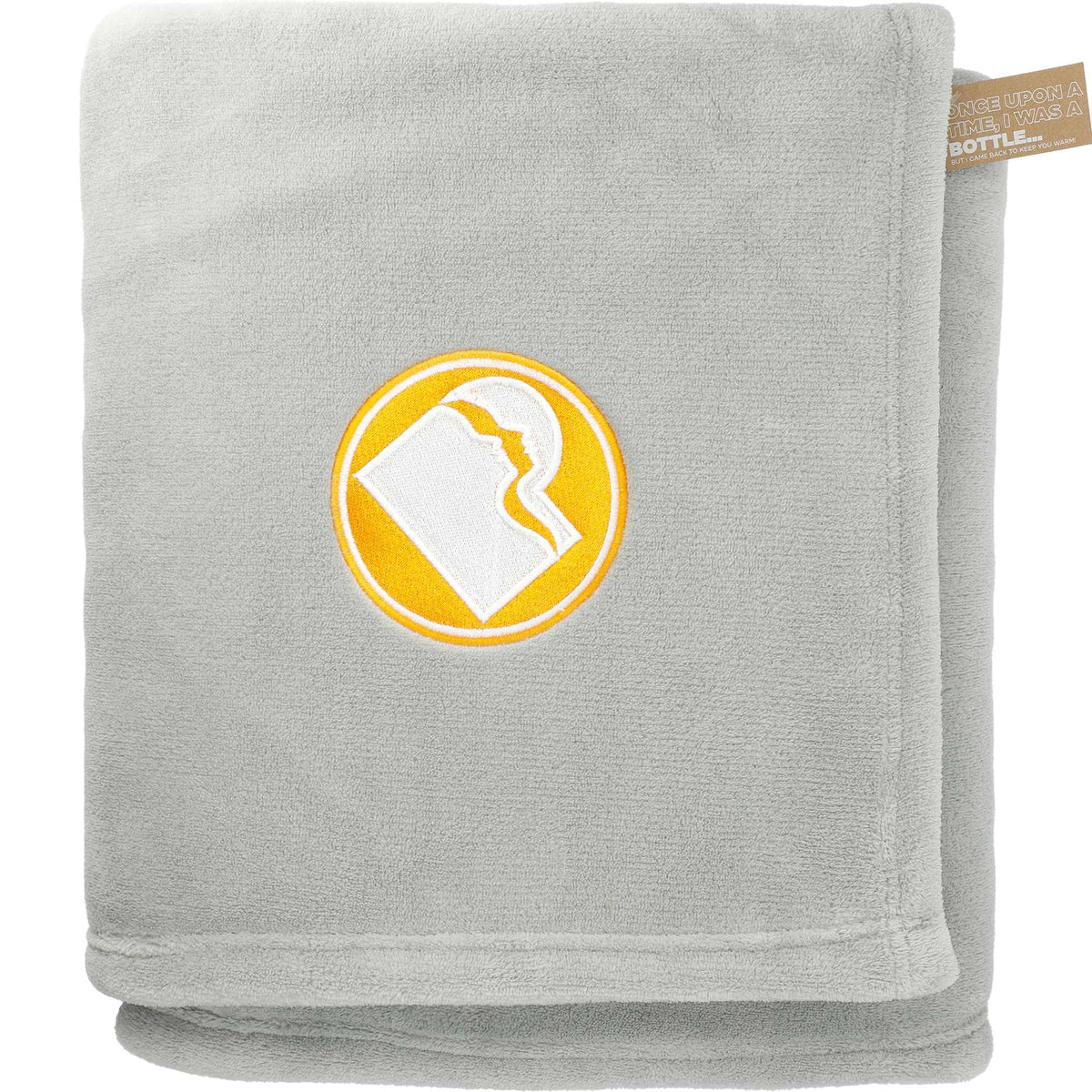 Oversized Coral Fleece Blanket in Recycled PET, 60 x 70 Inches Embroidery - Gray - Front