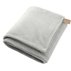 Oversized Coral Fleece Blanket in Recycled PET, 60 x 70 Inches Embroidery - Gray - Left Angle 2