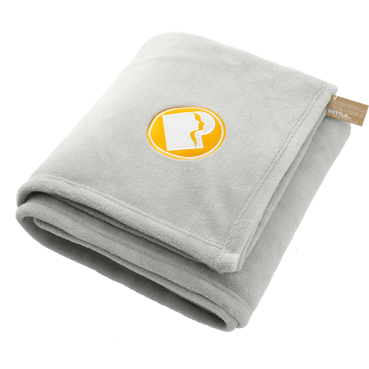 Oversized Coral Fleece Blanket in Recycled PET, 60 x 70 Inches Embroidery - Gray - Left Angle