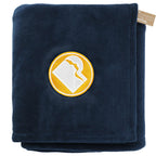 Oversized Coral Fleece Blanket in Recycled PET, 60 x 70 Inches Embroidery - Navy - Front