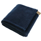 Oversized Coral Fleece Blanket in Recycled PET, 60 x 70 Inches Embroidery - Navy - Left Angle 2