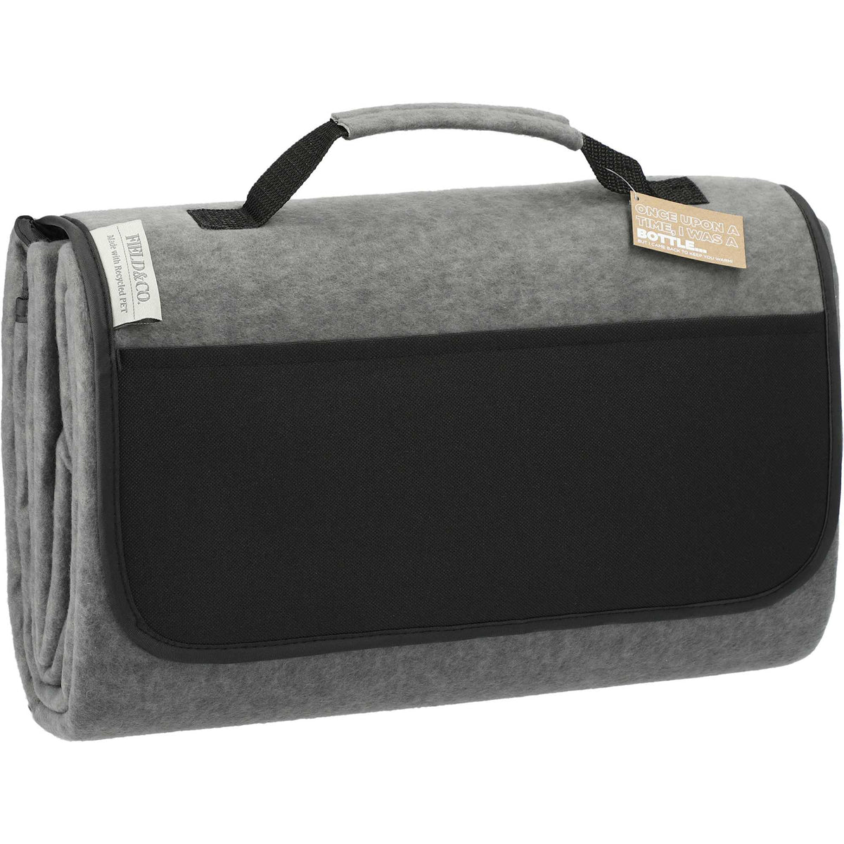 Oversized Picnic Blanket in Recycled PET Fleece, 60 x 70 Inches Transfer - Charcoal - Right Angle 2