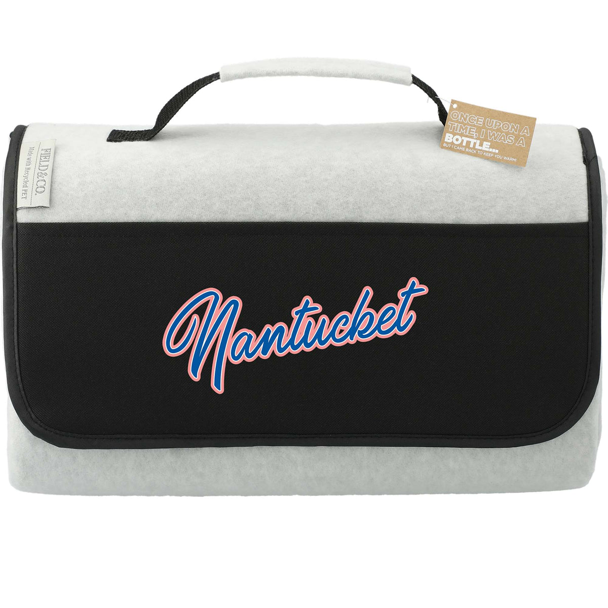 Oversized Picnic Blanket in Recycled PET Fleece, 60 x 70 Inches Transfer - Light Gray - Front