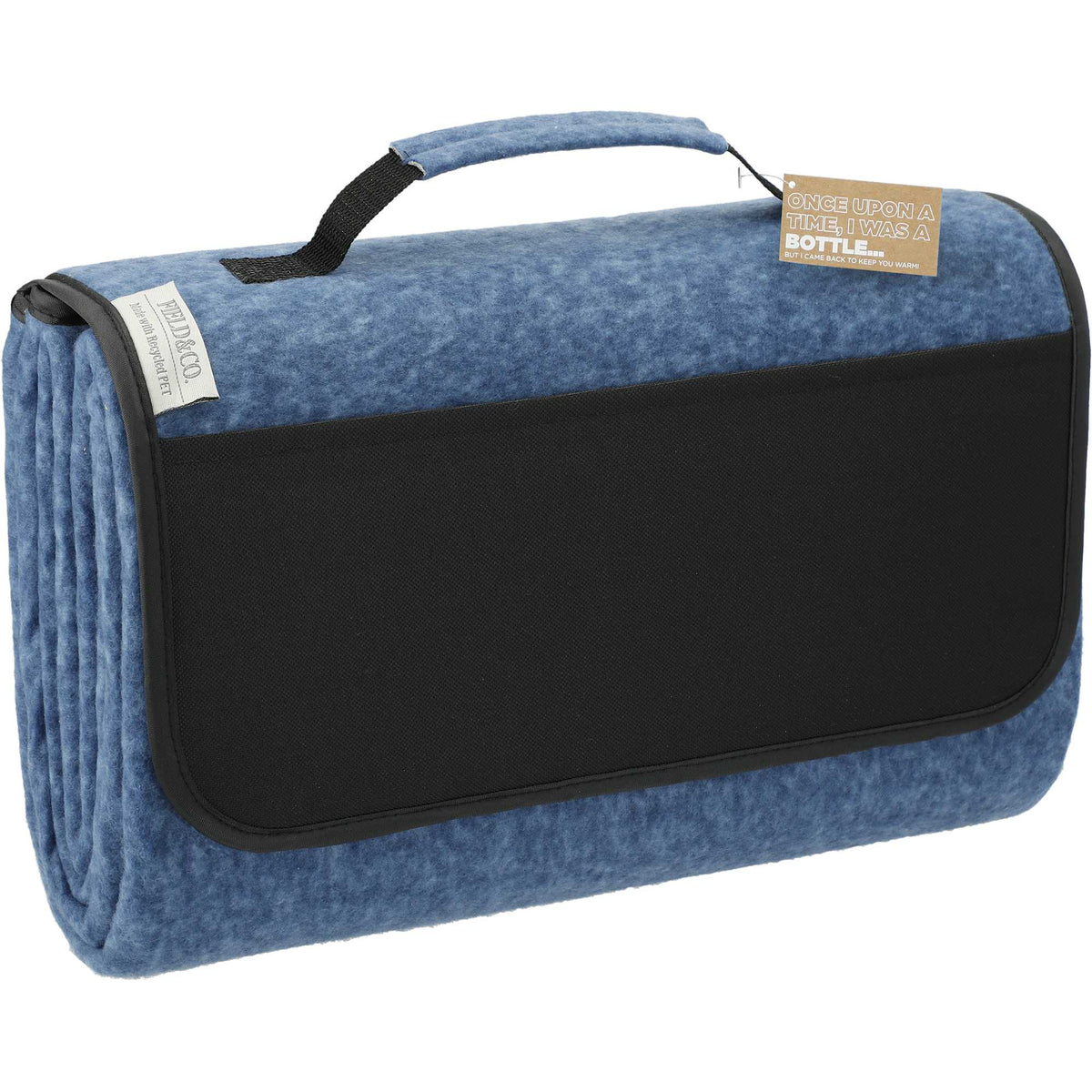 Oversized Picnic Blanket in Recycled PET Fleece, 60 x 70 Inches Transfer - Navy - Right Angle 2