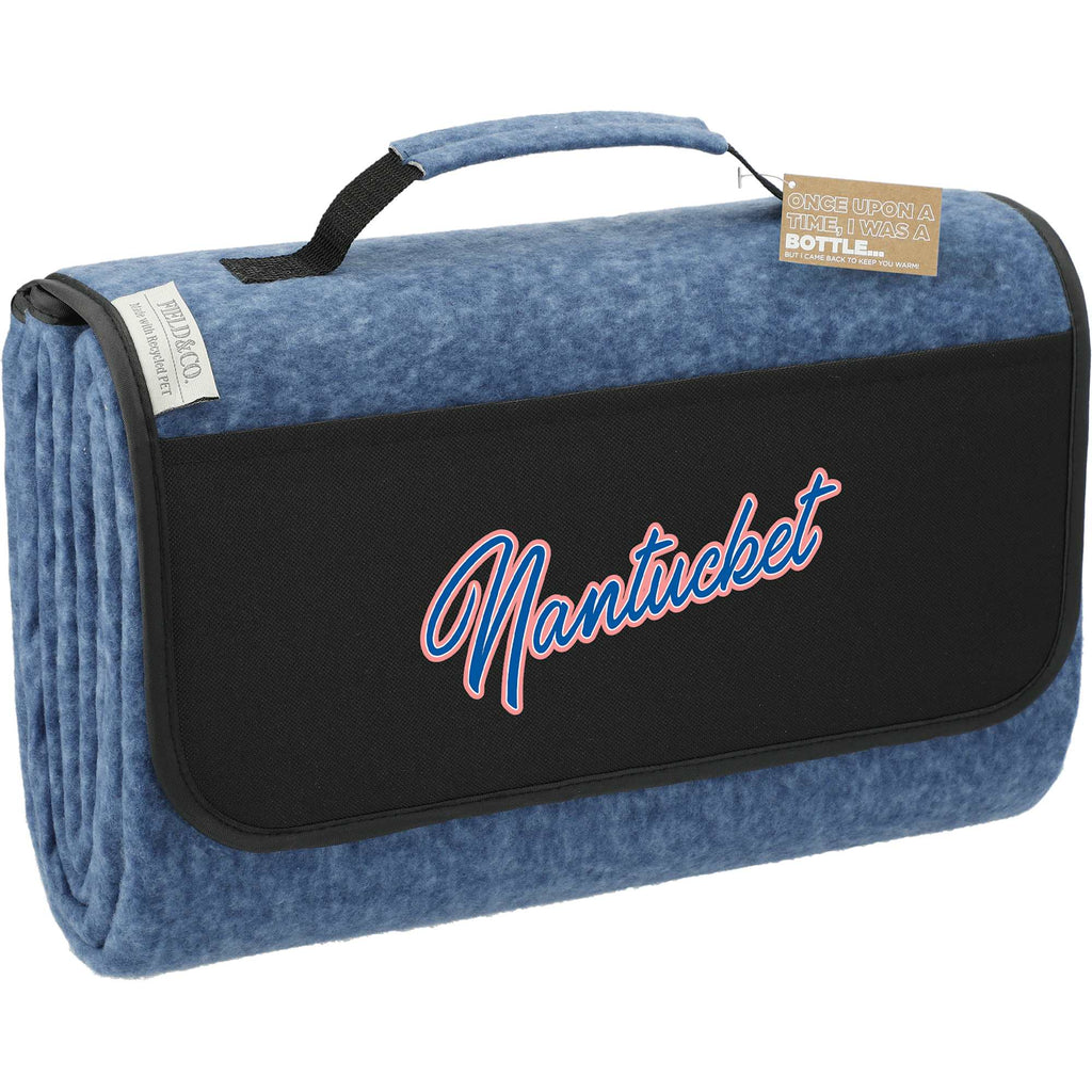 Oversized Picnic Blanket in Recycled PET Fleece, 60 x 70 Inches Transfer - Navy - Right Angle