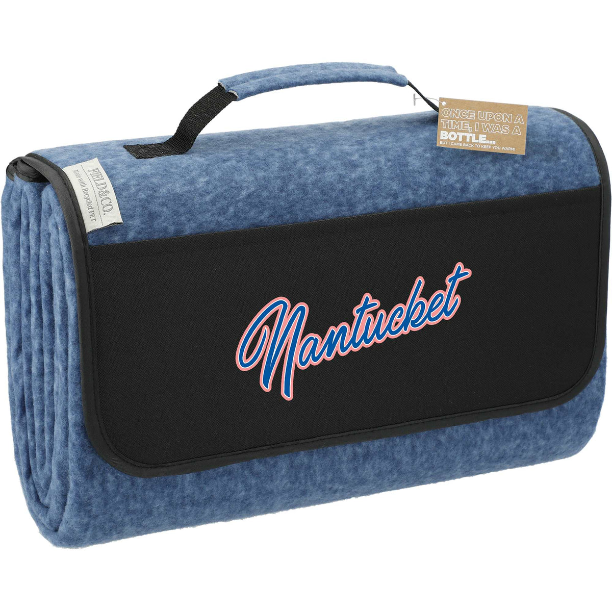 Oversized Picnic Blanket in Recycled PET Fleece, 60 x 70 Inches Transfer - Navy - Right Angle