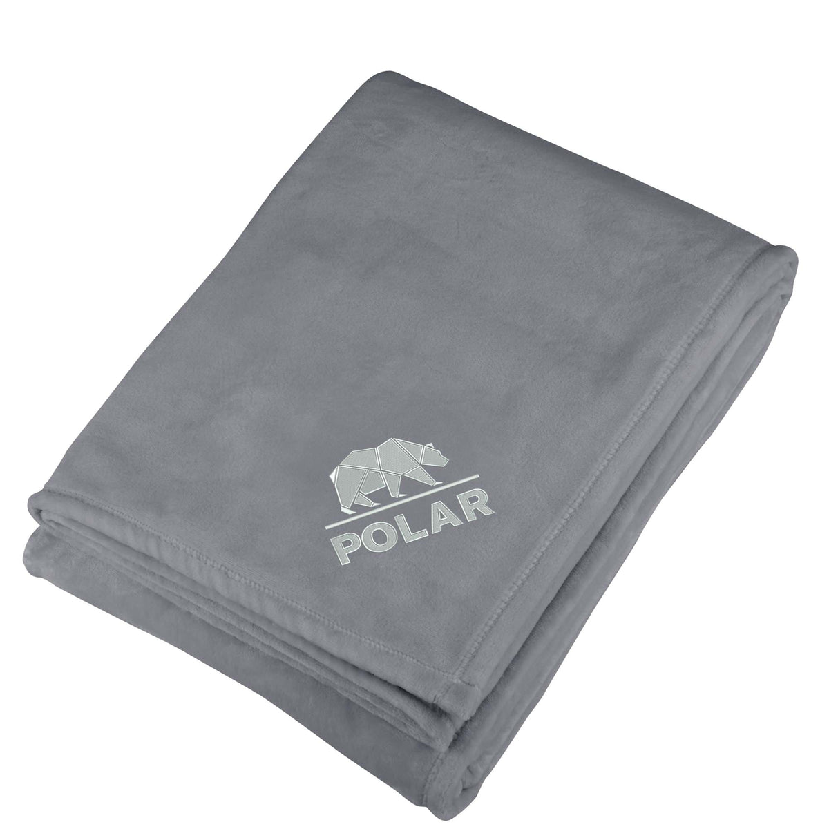Oversized Ultra Plush Throw for Two, 60 x 70 Inches Embroidery - Gray - Front