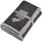 Oversized Wool Blend Sherpa Blanket, 60 x 70 Inches Embroidery - Charcoal - Photo 2