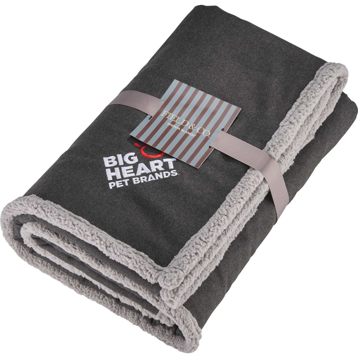 Oversized Wool Blend Sherpa Blanket, 60 x 70 Inches Embroidery - Charcoal - Photo 2