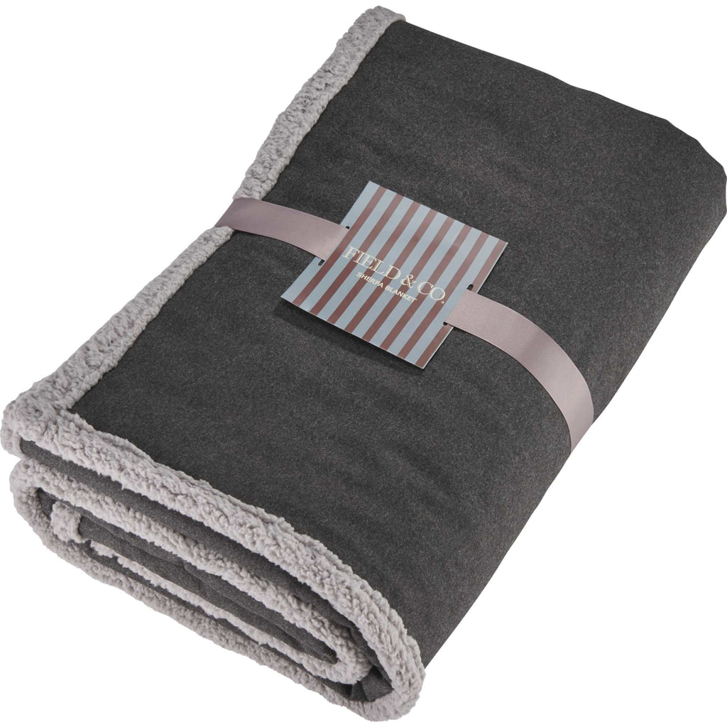 Oversized Wool Blend Sherpa Blanket, 60 x 70 Inches Embroidery - Charcoal - Photo 3