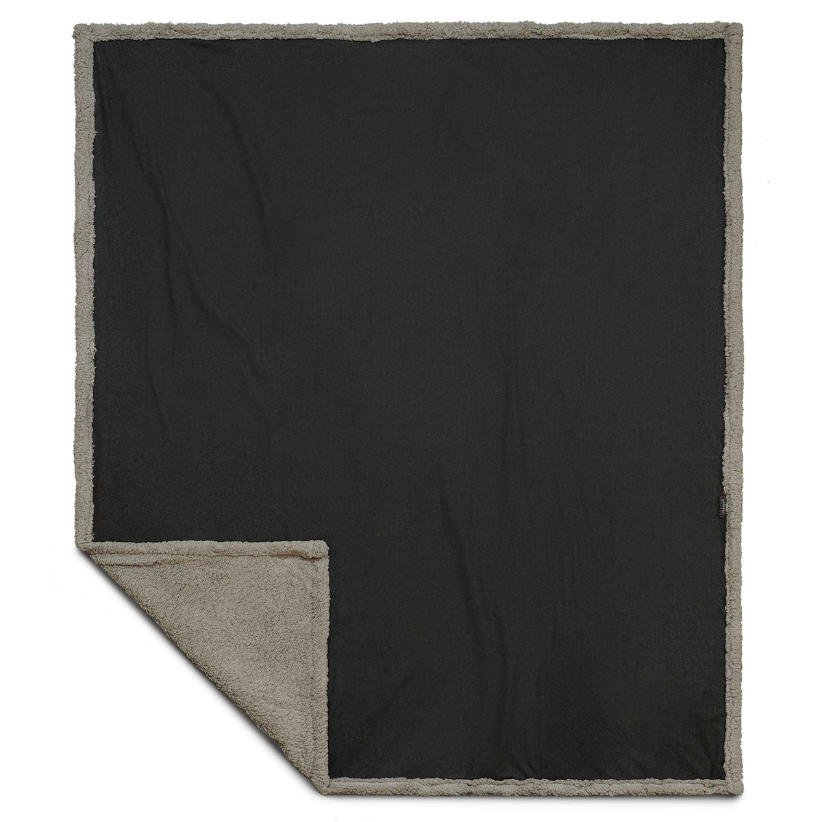Oversized Wool Blend Sherpa Blanket, 60 x 70 Inches Embroidery - Charcoal - Photo 6