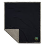 Oversized Wool Blend Sherpa Blanket, 60 x 70 Inches Embroidery - Navy - Front