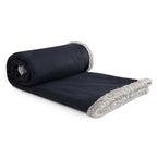 Oversized Wool Blend Sherpa Blanket, 60 x 70 Inches Embroidery - Navy - Left Angle 2