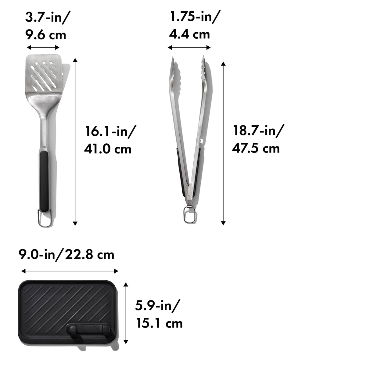 OXO Good Grips Grilling Tool Set, 3 Pieces Laser Engraving - Black - Detail