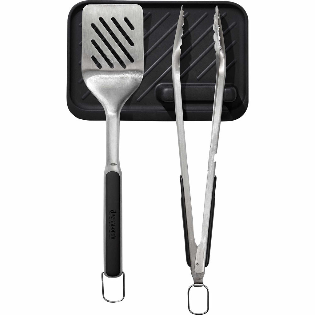 OXO Good Grips Grilling Tool Set, 3 Pieces Laser Engraving - Black - Front 2