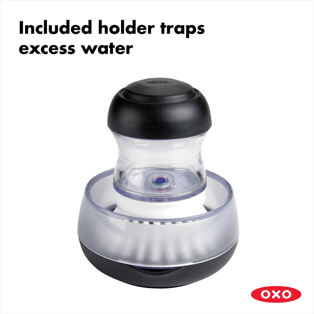 OXO Good Grips Soap Dispensing Palm Brush with Holder - Black - Photo 4