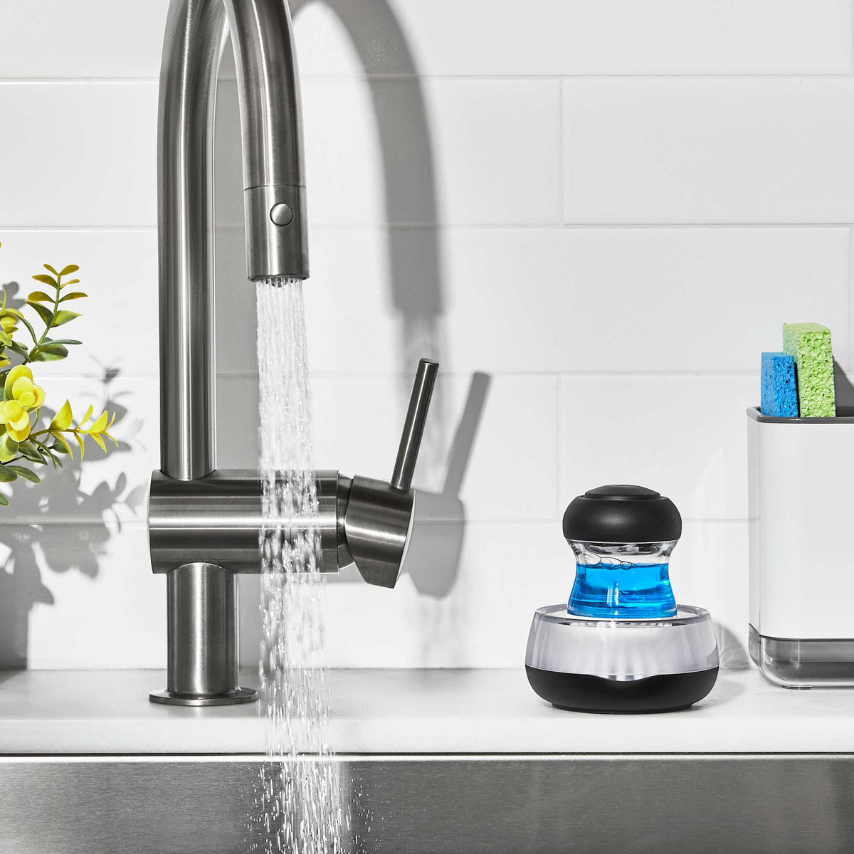 OXO Good Grips Soap Dispensing Palm Brush with Holder - Black - Photo 8