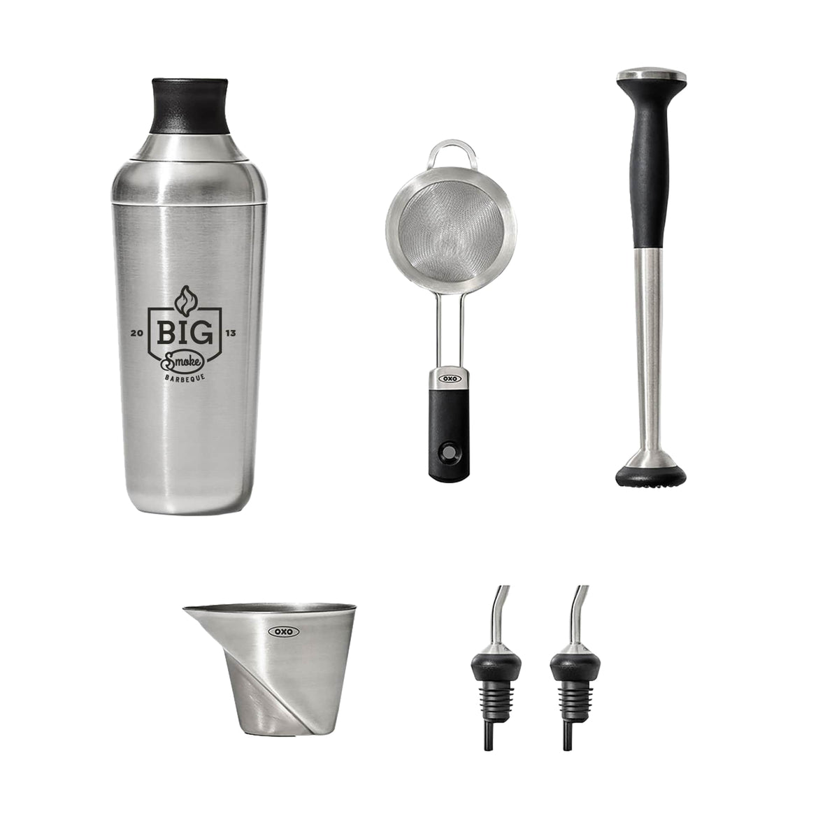 OXO Steel Cocktail Barware Set, 6 Pieces - Steel - Front