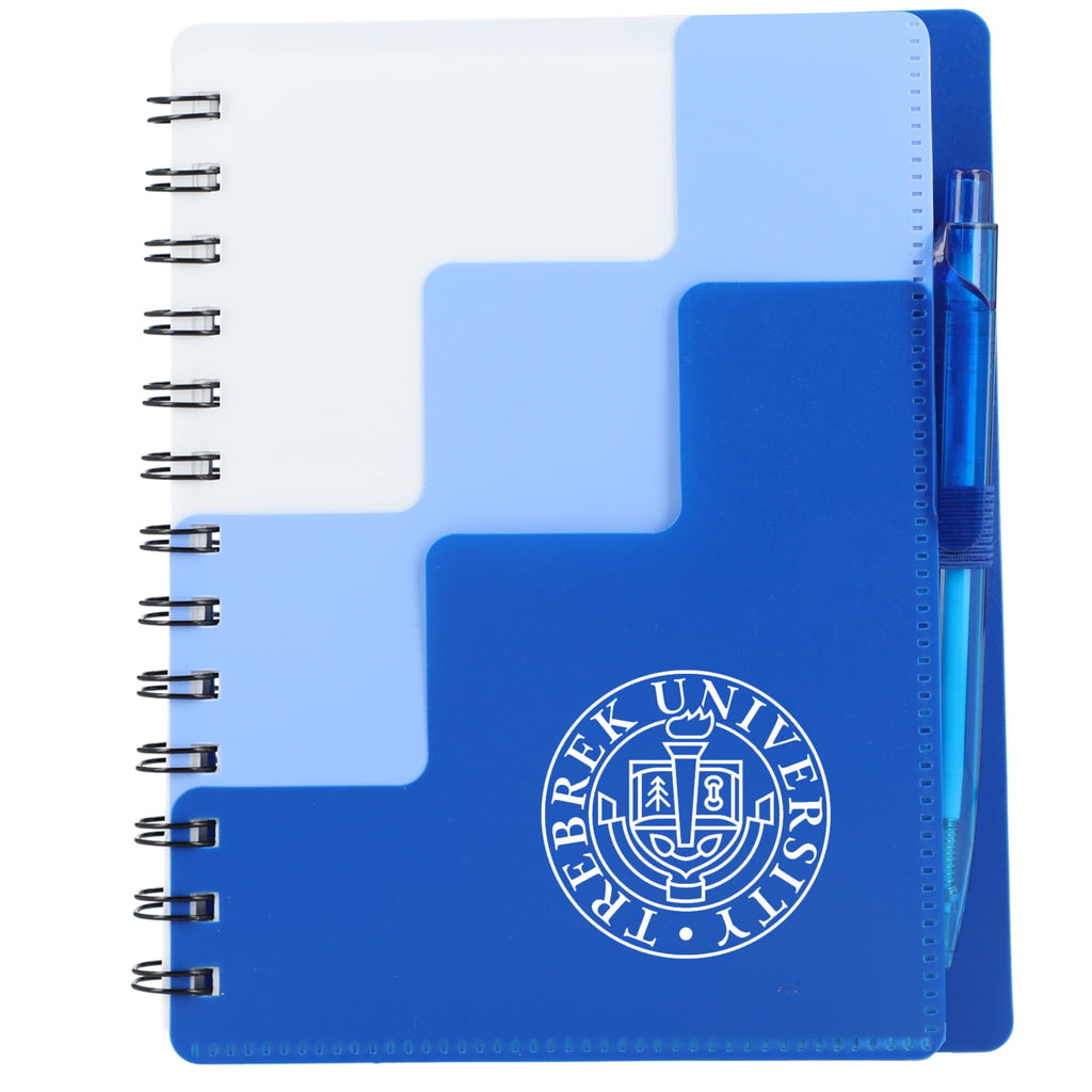 Pace Spiral Notebook with Pockets and Pen, 5 x 7 Inches - Blue - Front