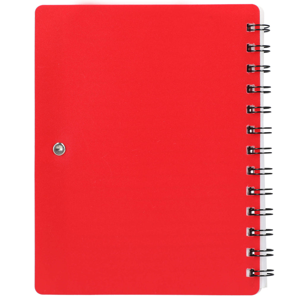 Pace Spiral Notebook with Pockets and Pen, 5 x 7 Inches - Red - Back