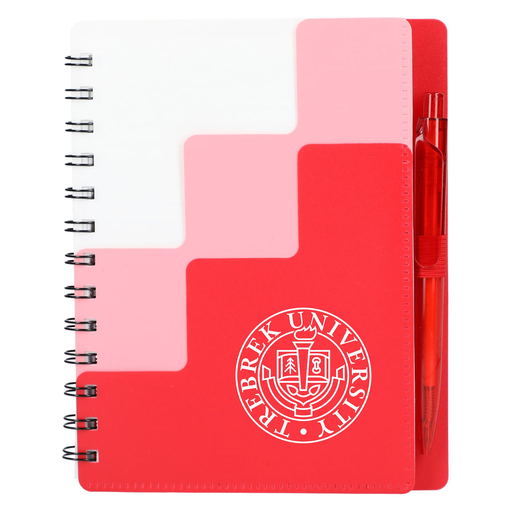 Pace Spiral Notebook with Pockets and Pen, 5 x 7 Inches - Red - Front