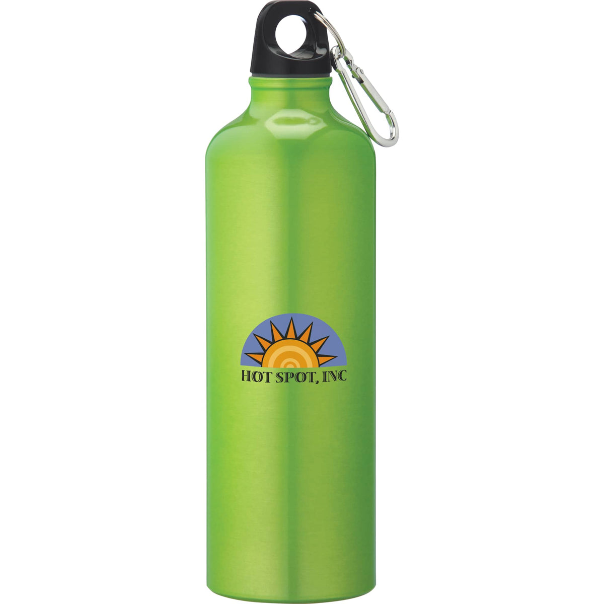 Pacific Aluminum Sports Bottle with Carabiner, 26 oz - Green - Front