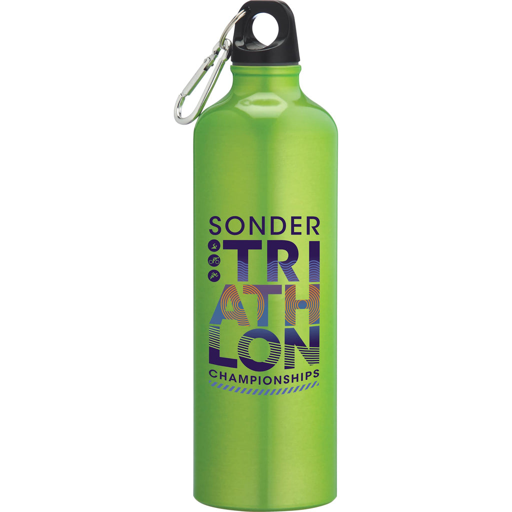 Pacific Aluminum Sports Bottle with Carabiner, 26 oz - Recycled Green - Front
