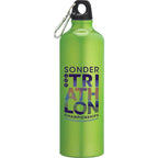 Pacific Aluminum Sports Bottle with Carabiner, 26 oz - Recycled Green - Front